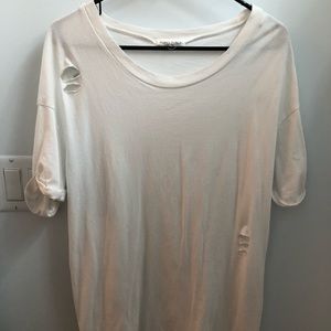 Distressed White T-shirt dress